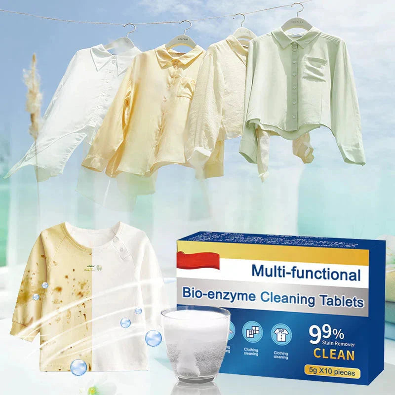Organic Enzyme Cleaning Tablets | Lifts Stains, Dissolves Grease, Eliminates Odors | For Surfaces and Textiles | SensoClean