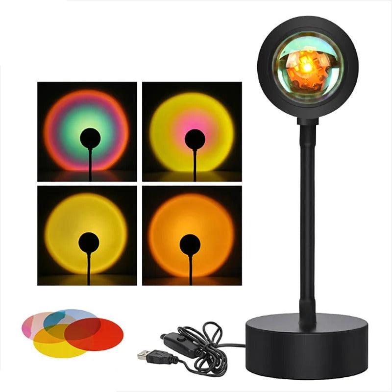 Sunset Lamp | 16 Colors + Remote Control LED Projector Table Lamp - USB Nightstand Lamps
