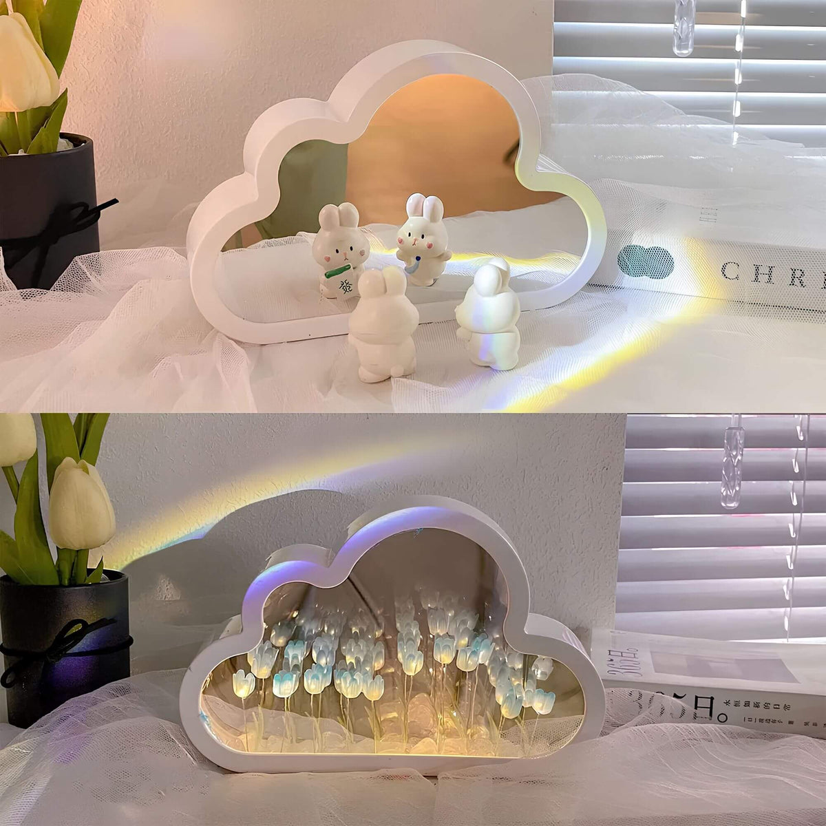 Eternal Cloud Mirror Tulips - LED Mirror with Infinity Effect