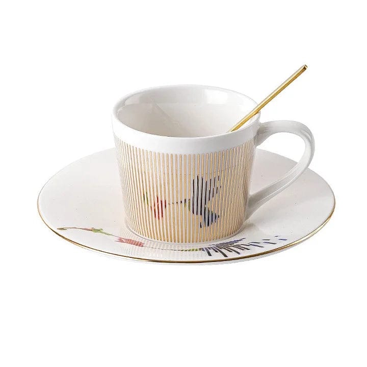 Coffee Cup Saucer | Porcelain Saucer | Gold Stripe Pattern Decor | AuraCup