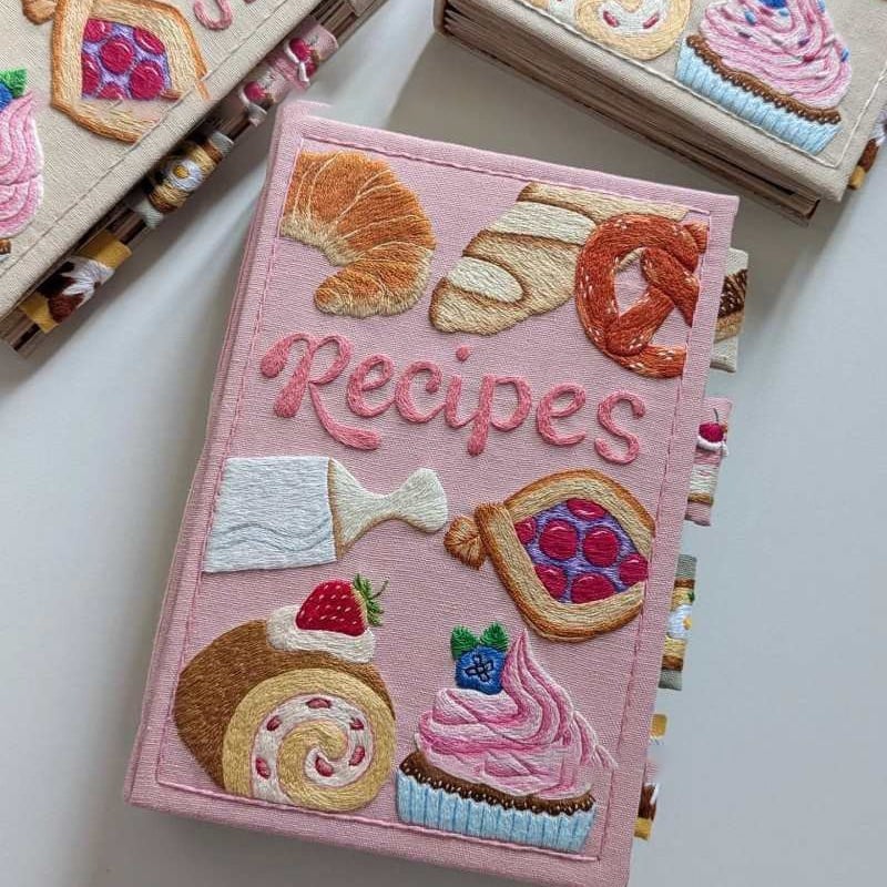 Notebook | Handmade Recipe Journal | Embroidered Cloth Cover | RecipeHeart