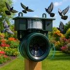 Bird Repellent | Sensor Solar-Powered | Animal-Friendly Bird of Prey Sounds | Birdfend