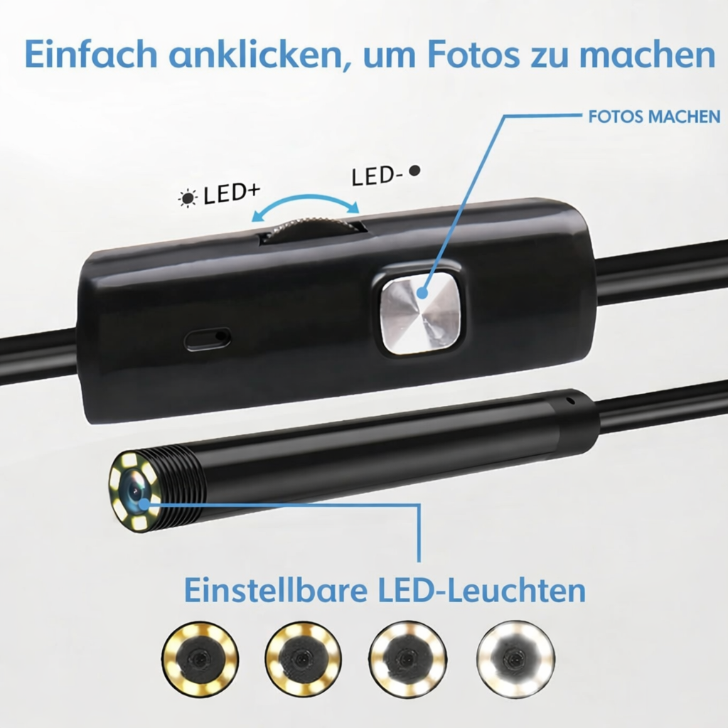 Endoscope Camera | High-Resolution Inspection | 5.5 mm Probe, Waterproof