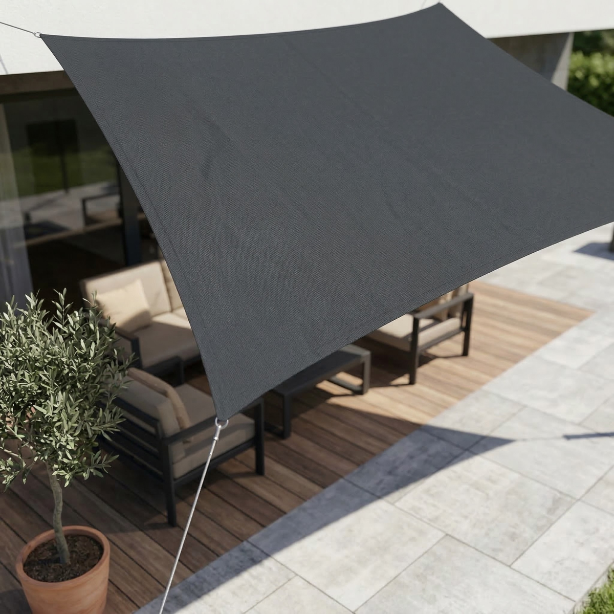 Rectangular Sun Sail | Waterproof Polyester Fabric | Durable with Rope Fastening | UV Protection