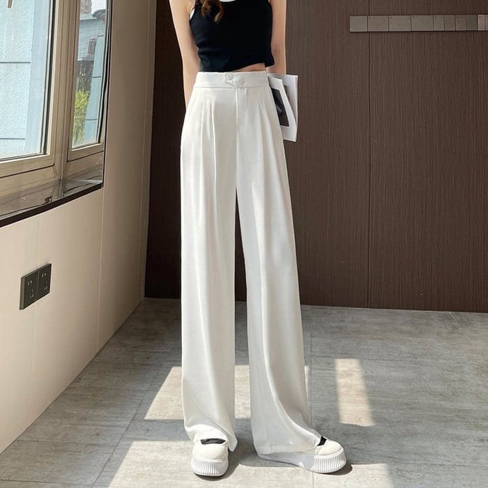 Women’s Wide-Leg Pants | High-Waist Design | Wrinkle-Resistant Soft-Touch Fabric