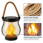 Outdoor Solar Lantern | Flickering Flame Effect | Solar & USB-C Rechargeable | Weather-Resistant
