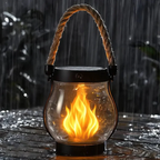 Outdoor Solar Lantern | Flickering Flame Effect | Solar & USB-C Rechargeable | Weather-Resistant