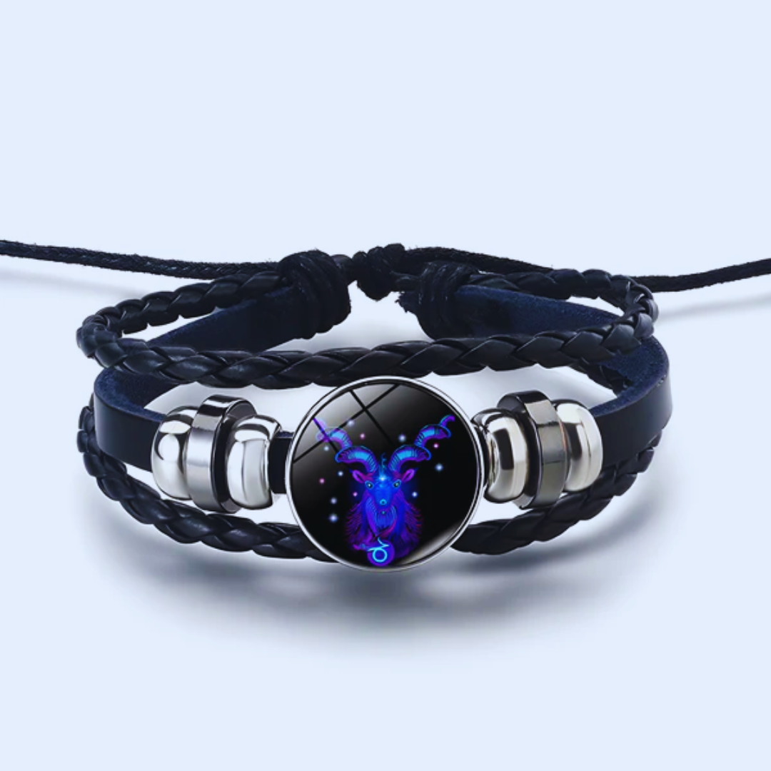 Zodiac Bracelet | Personalized Charm | Leather & Suede, Adjustable Fit | Stress Relief