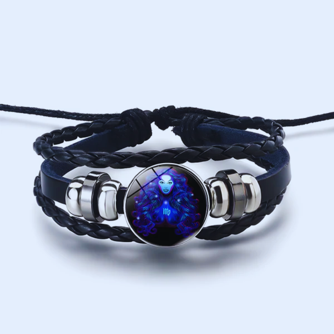 Zodiac Bracelet | Personalized Charm | Leather & Suede, Adjustable Fit | Stress Relief