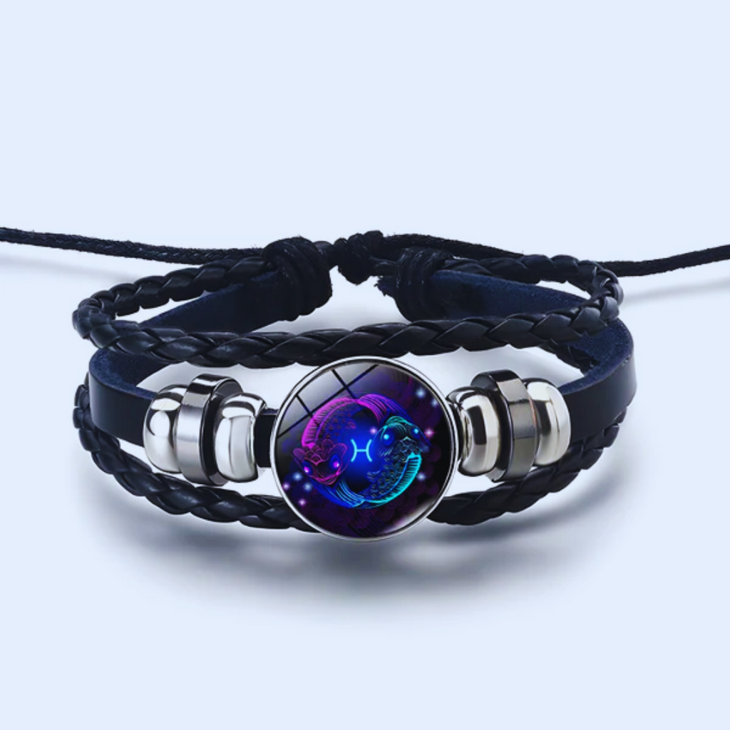 Zodiac Bracelet | Personalized Charm | Leather & Suede, Adjustable Fit | Stress Relief