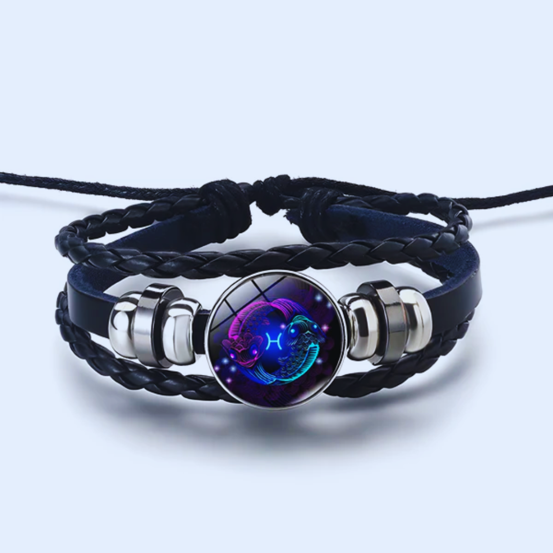 Zodiac Bracelet | Personalized Charm | Leather & Suede, Adjustable Fit | Stress Relief