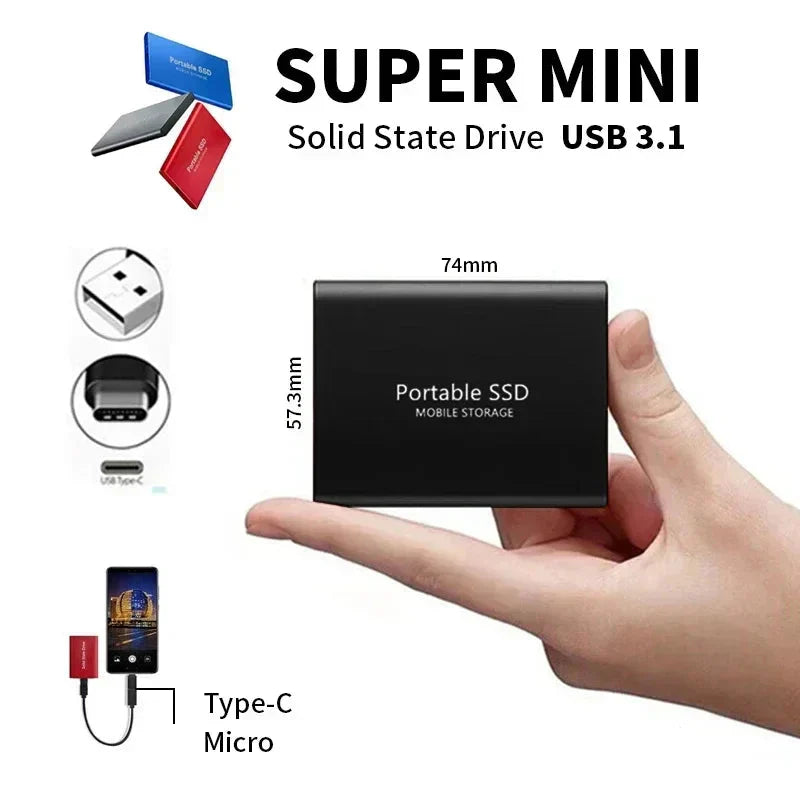 External Storage | 128GB External SSD | USB-C & USB 3.1 | Ultra-compact | Shock-resistant Design | DataVault