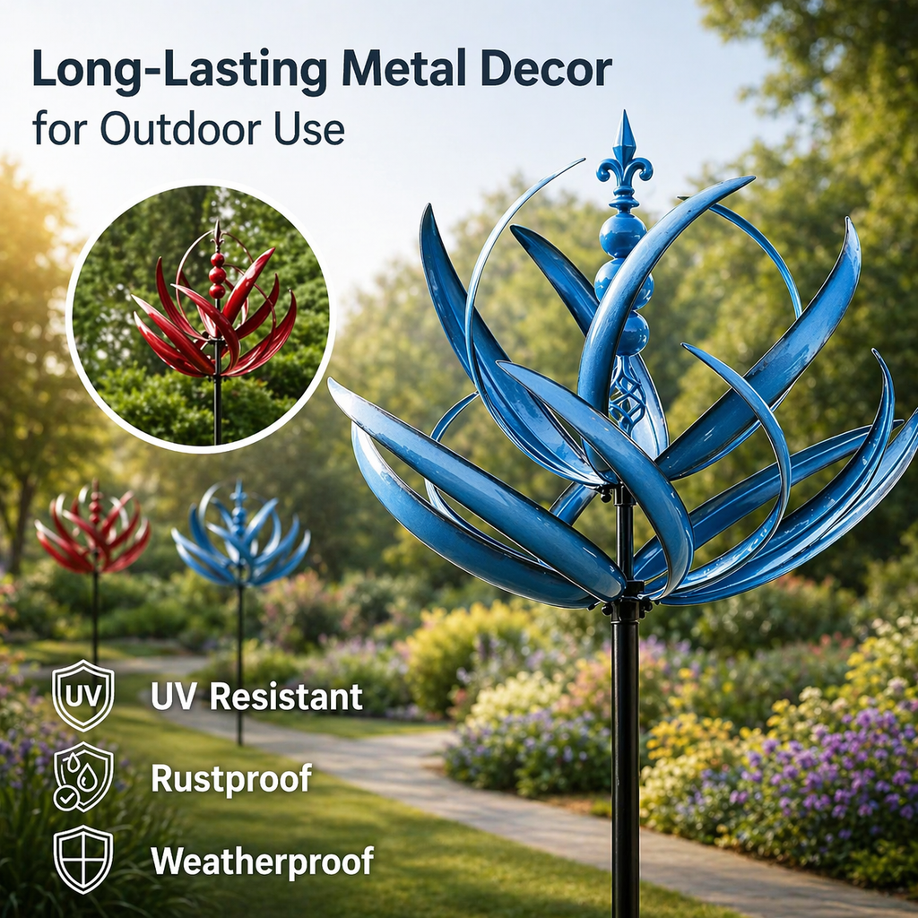Weather Vane | Lotus-Shaped Metal Wind Spinner | Rustproof | Windbloom