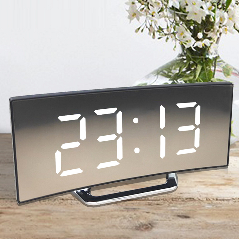 Curved LED Digital Alarm Clock | Auto Brightness | Temperature Readout | Lumiclock