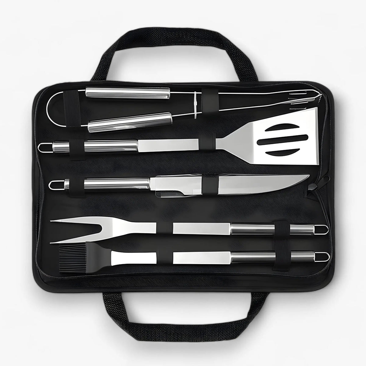Stainless Steel Grill Tool Set | Includes Carrying Case for Travel | Safe Grip with Heat Shield | RostRanger